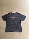 2000S HARLEY DAVIDSON RED EAGLE CHROME LOGO LONG ISLAND FADED BLACK T-SHIRT (XXL)