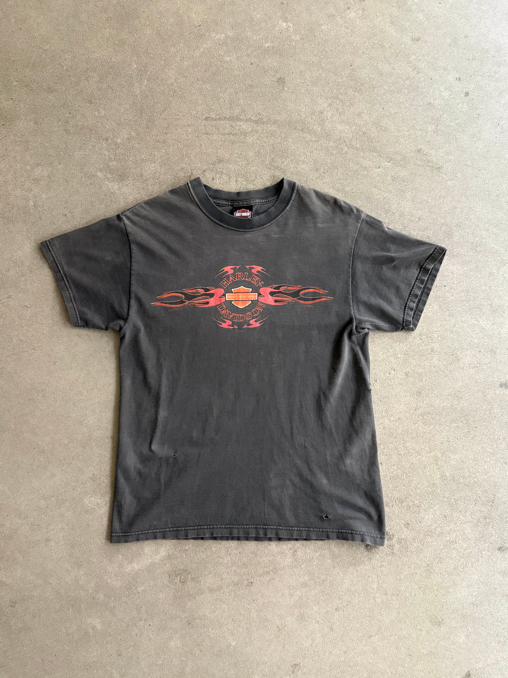 2000S HARLEY DAVIDSON CYCLE CENTER FADED BLACK T-SHIRT (M)