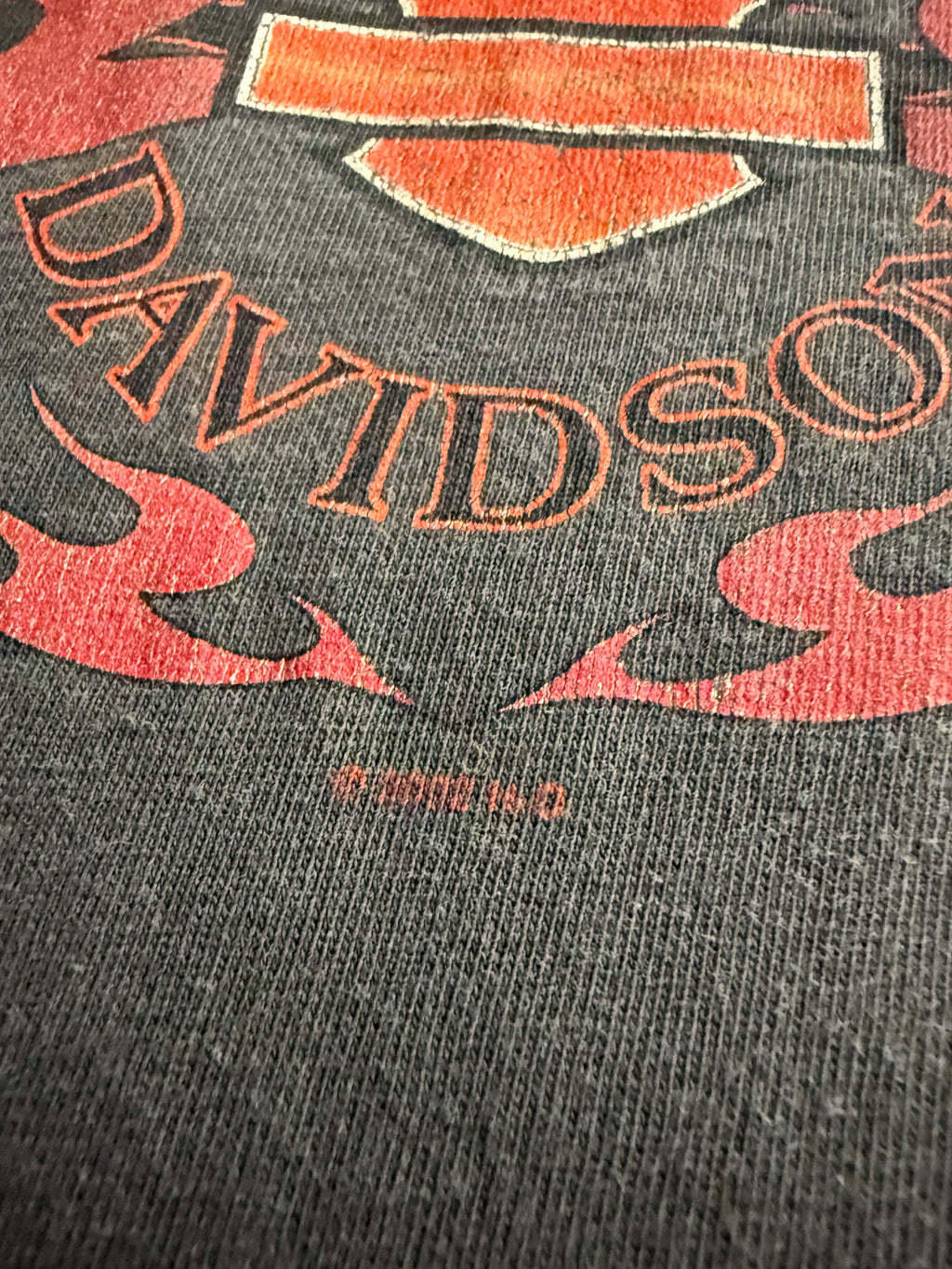 2000S HARLEY DAVIDSON CYCLE CENTER FADED BLACK T-SHIRT (M)