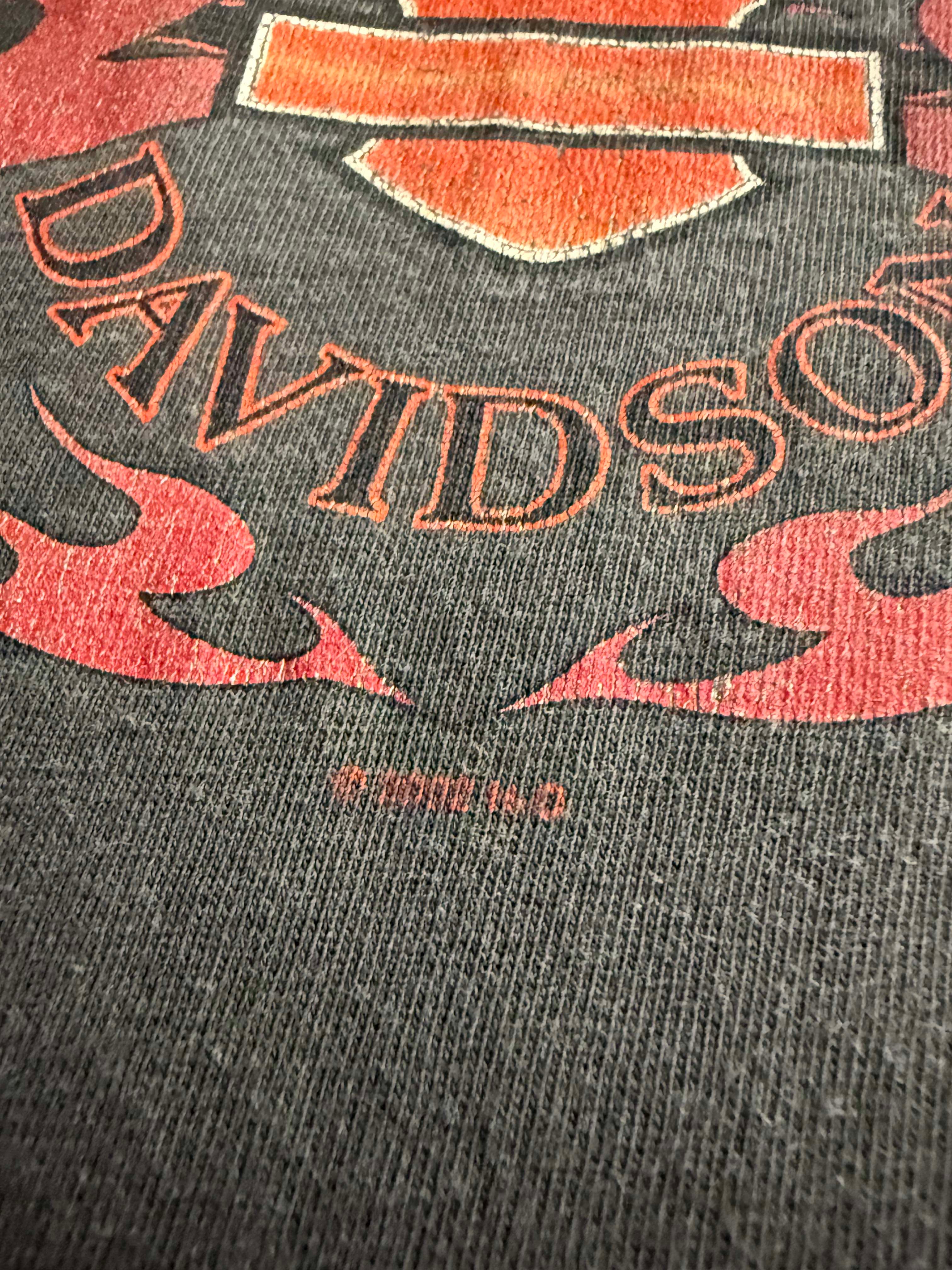 2000S HARLEY DAVIDSON CYCLE CENTER FADED BLACK T-SHIRT (M)