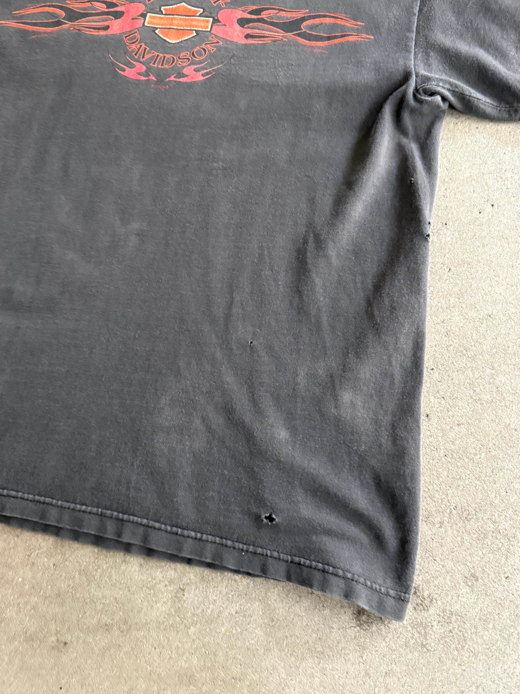 2000S HARLEY DAVIDSON CYCLE CENTER FADED BLACK T-SHIRT (M)