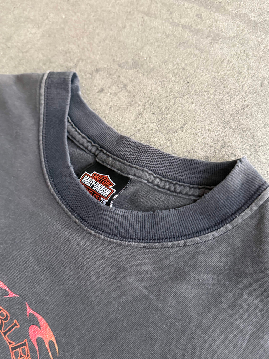 2000S HARLEY DAVIDSON CYCLE CENTER FADED BLACK T-SHIRT (M)