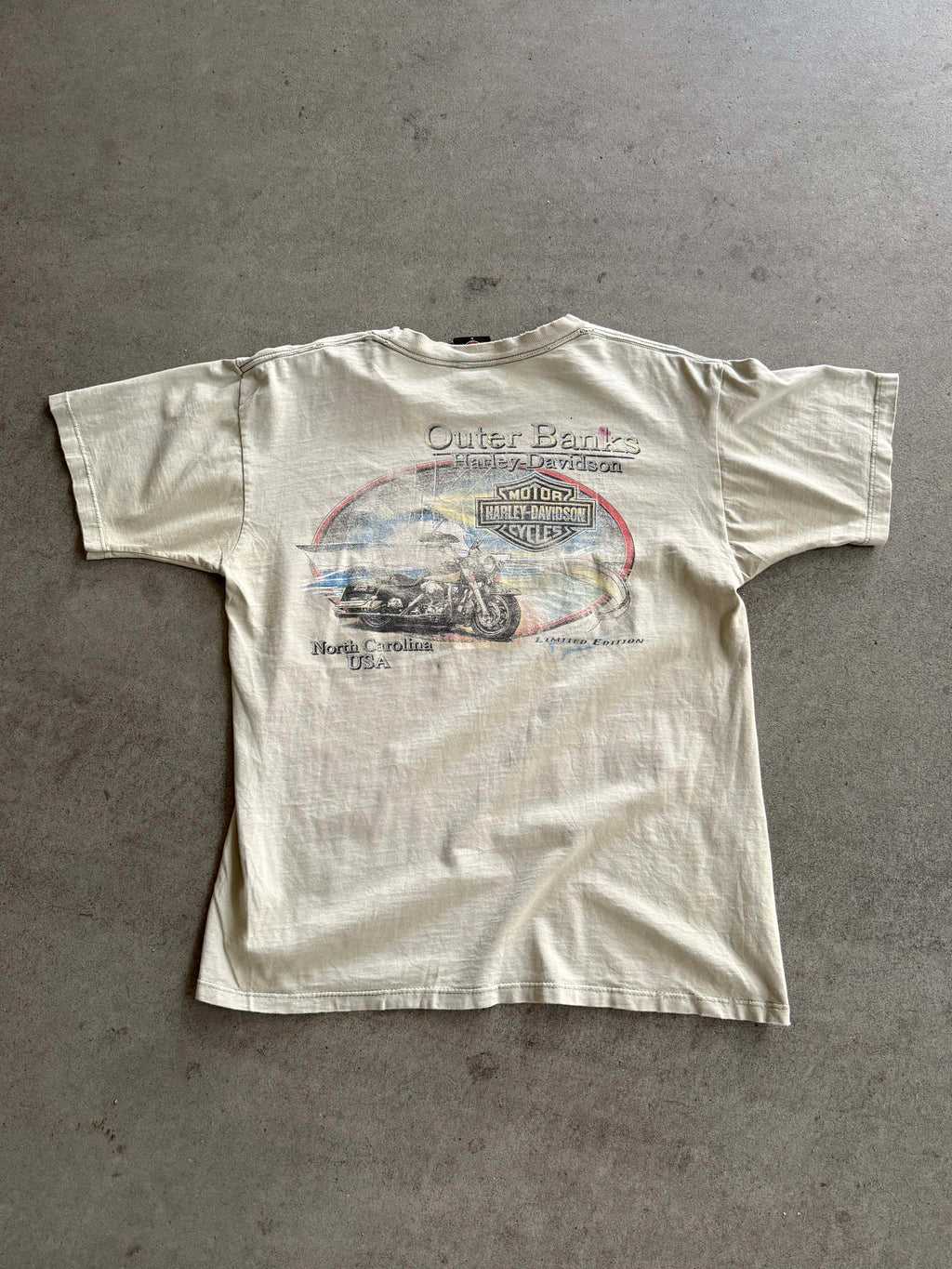2003 HARLEY DAVIDSON OUTERBANKS NORTH CAROLINA SUNFADED GREEN T-SHIRT (L)