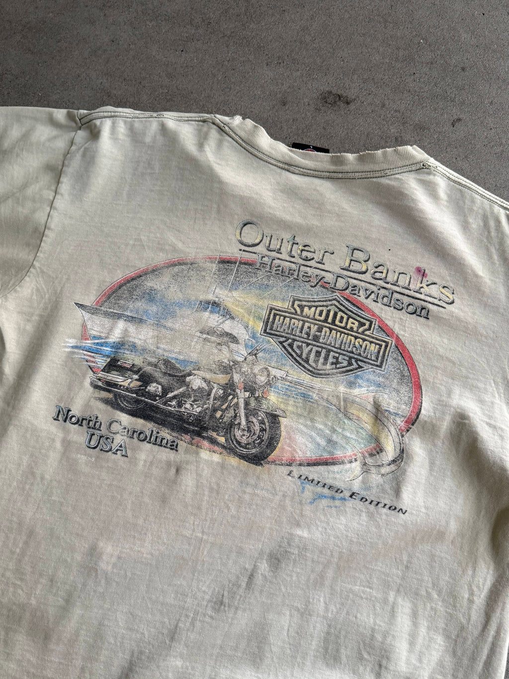 2003 HARLEY DAVIDSON OUTERBANKS NORTH CAROLINA SUNFADED GREEN T-SHIRT (L)