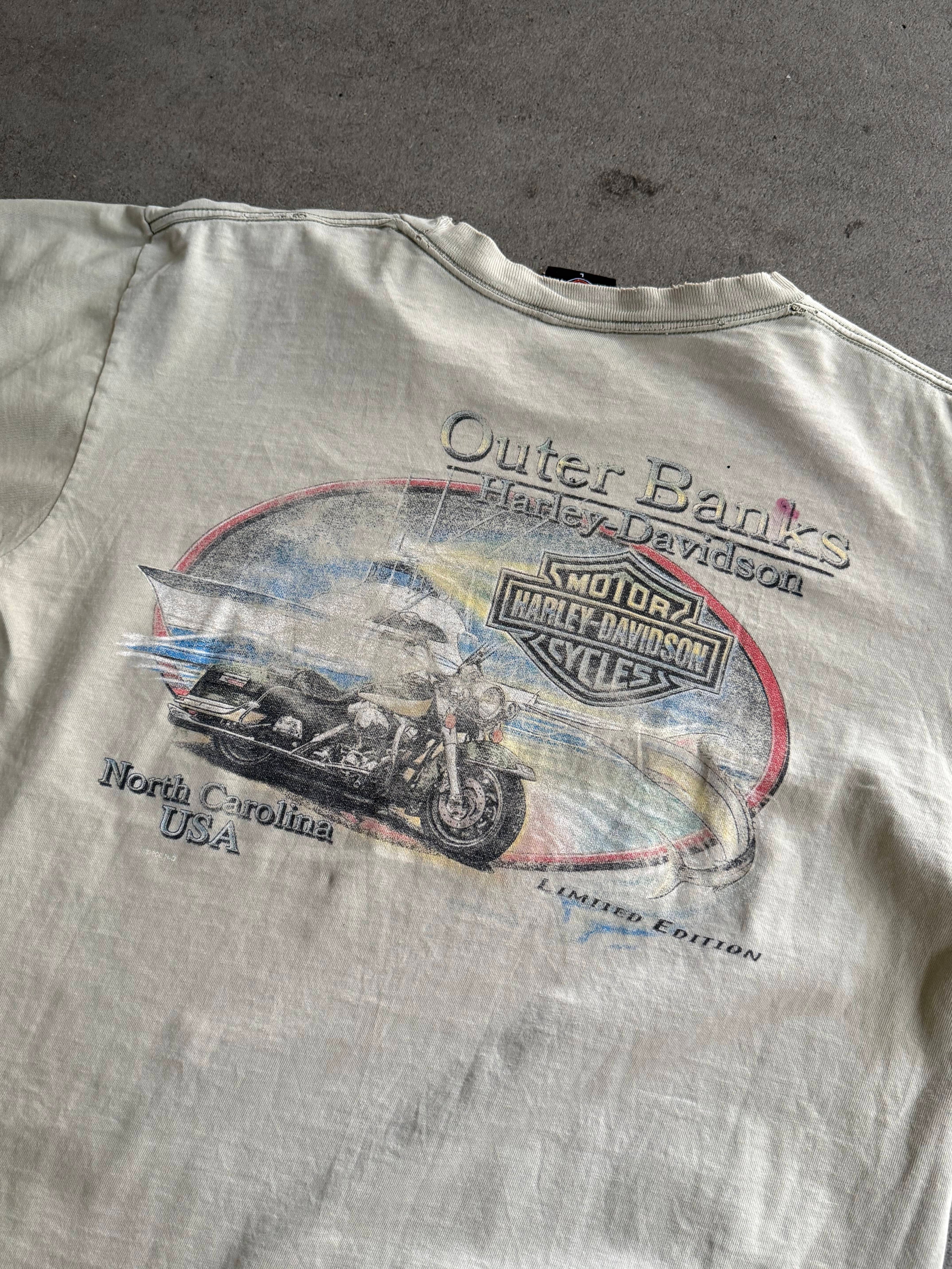 2003 HARLEY DAVIDSON OUTERBANKS NORTH CAROLINA SUNFADED GREEN T-SHIRT (L)