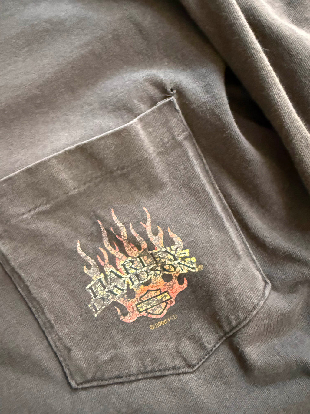 1997 HARLEY DAVIDSON FADED BLACK FLAMES POCKET LONG SLEEVES (XXL)