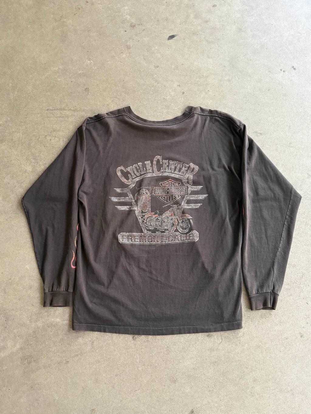 1997 HARLEY DAVIDSON FADED BLACK FLAMES POCKET LONG SLEEVES (XXL)