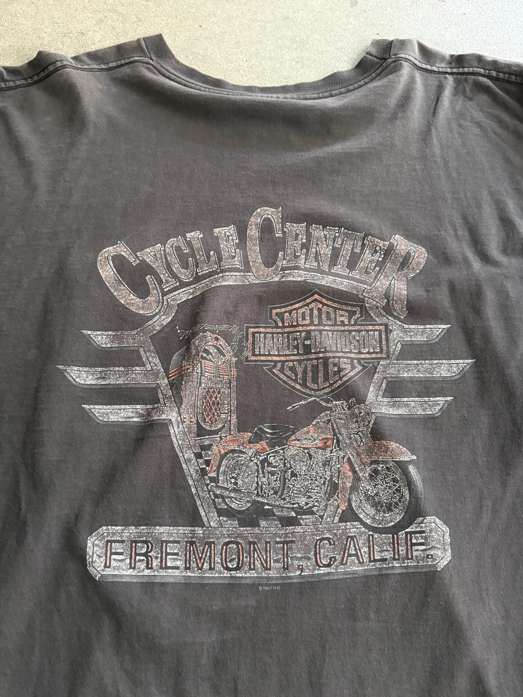 1997 HARLEY DAVIDSON FADED BLACK FLAMES POCKET LONG SLEEVES (XXL)