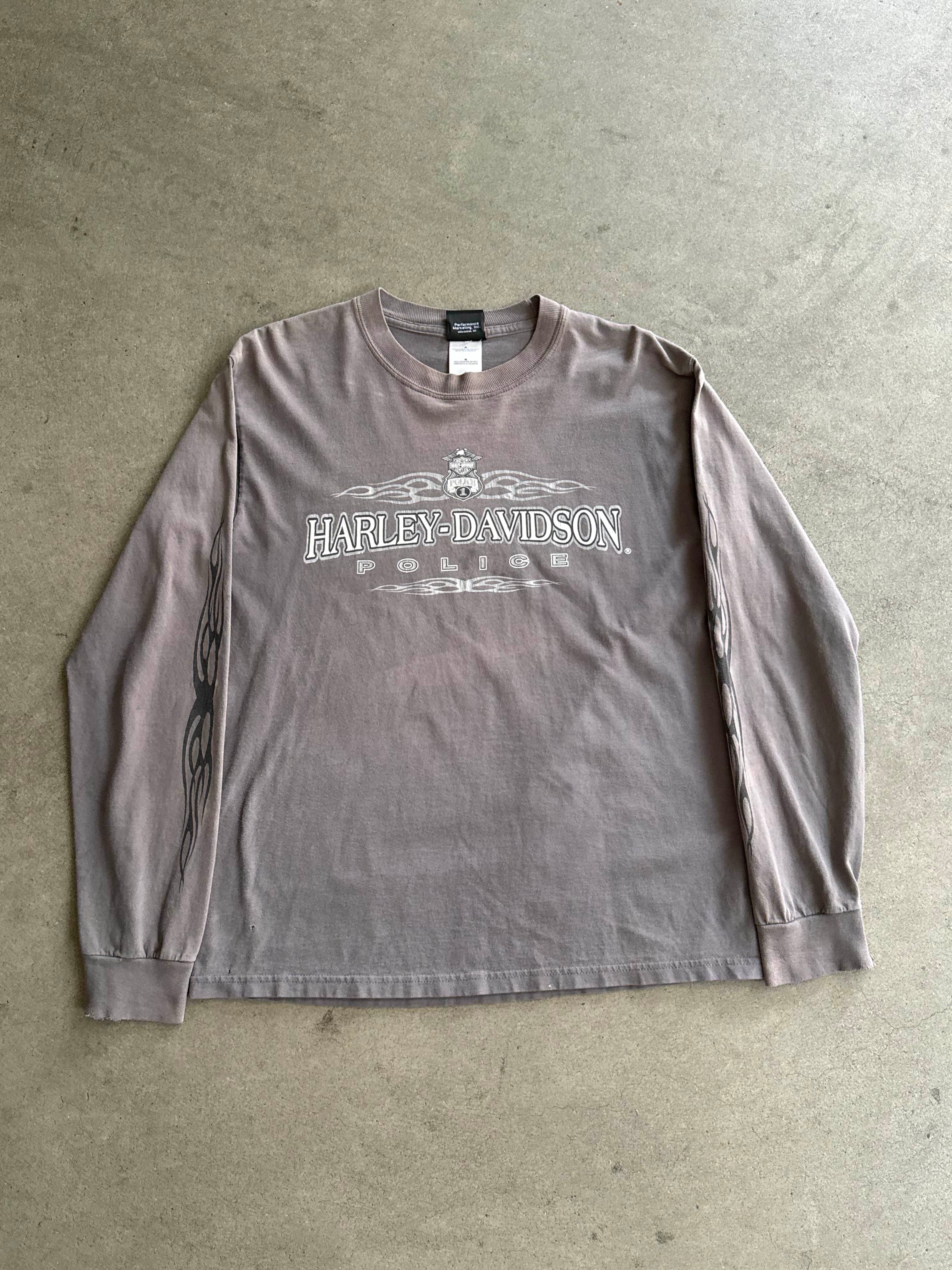2000S HARLEY DAVIDSON FADED GREY LONGSLEEVE (M)