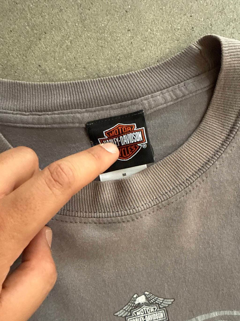 2000S HARLEY DAVIDSON FADED GREY LONGSLEEVE (M)