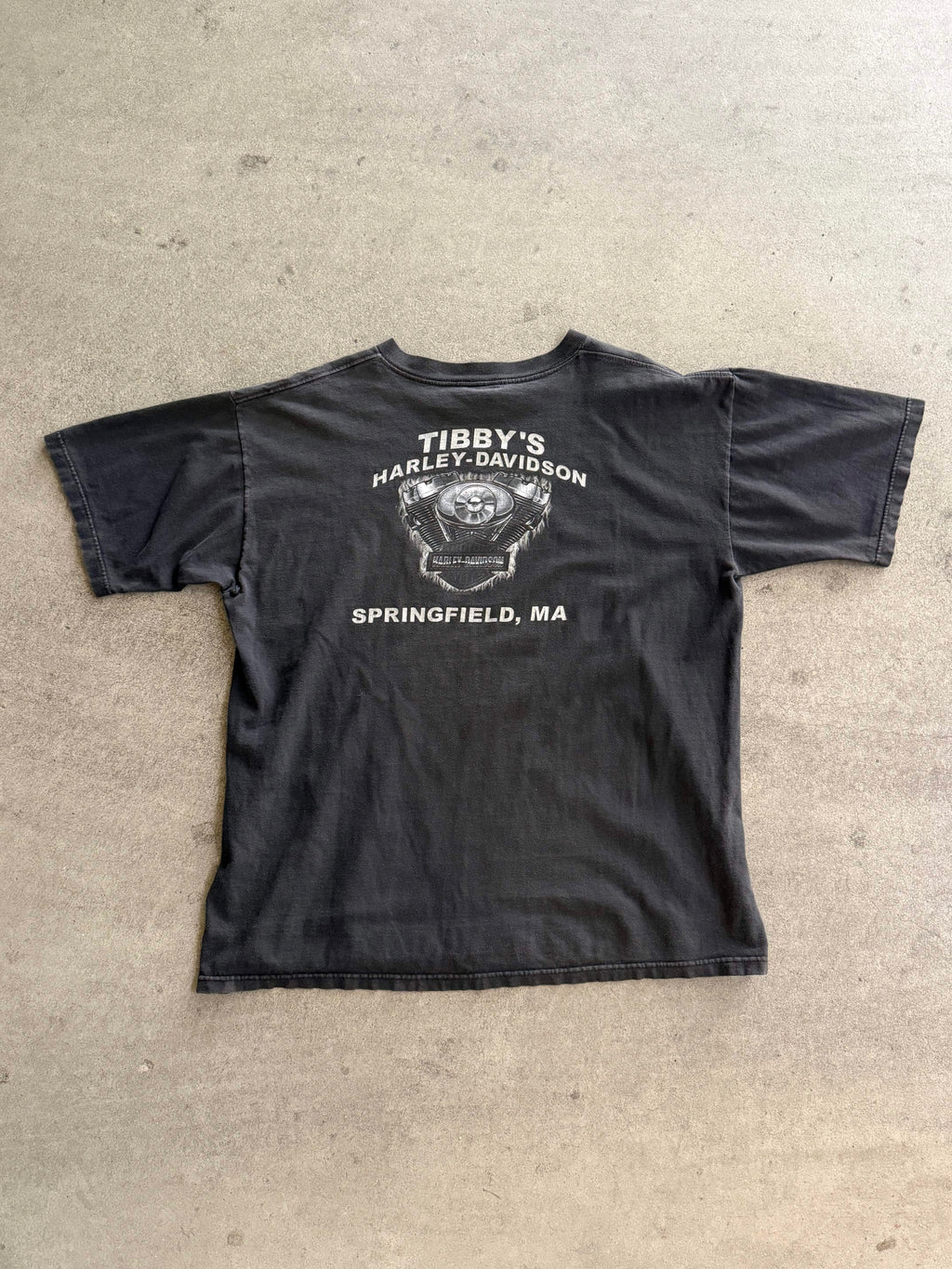 2000S HARLEY DAVIDSON SPRINGFIELD RED EAGLE FADED BLACK T-SHIRT (XL)