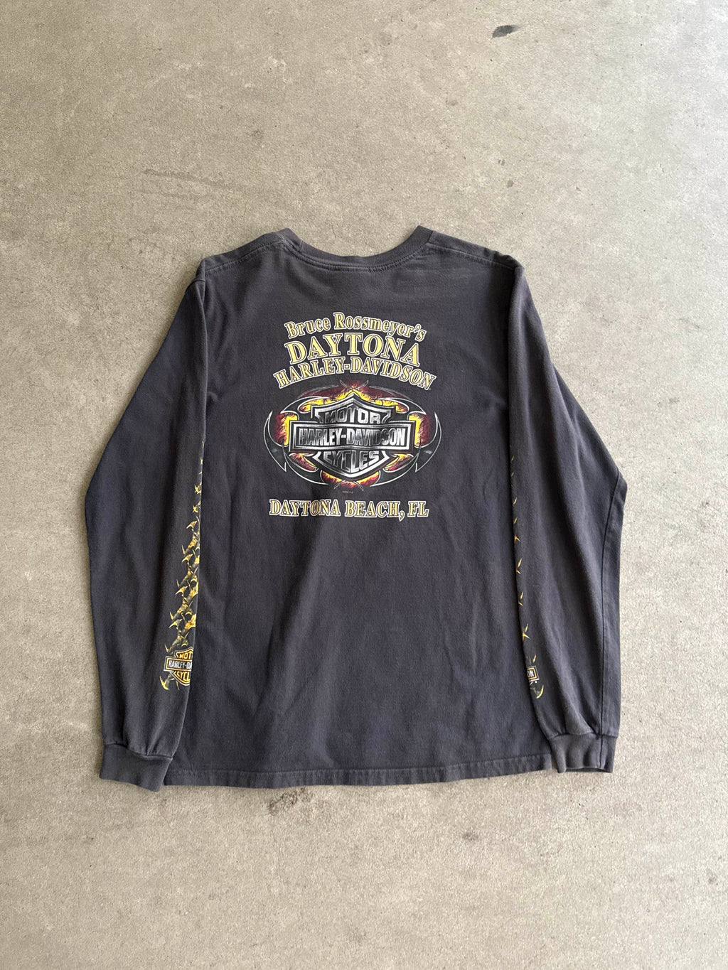 2000S HARLEY DAVIDSON DAYTONA BEACH SKULL LOGO LONG SLEEVES T-SHIRT (M)