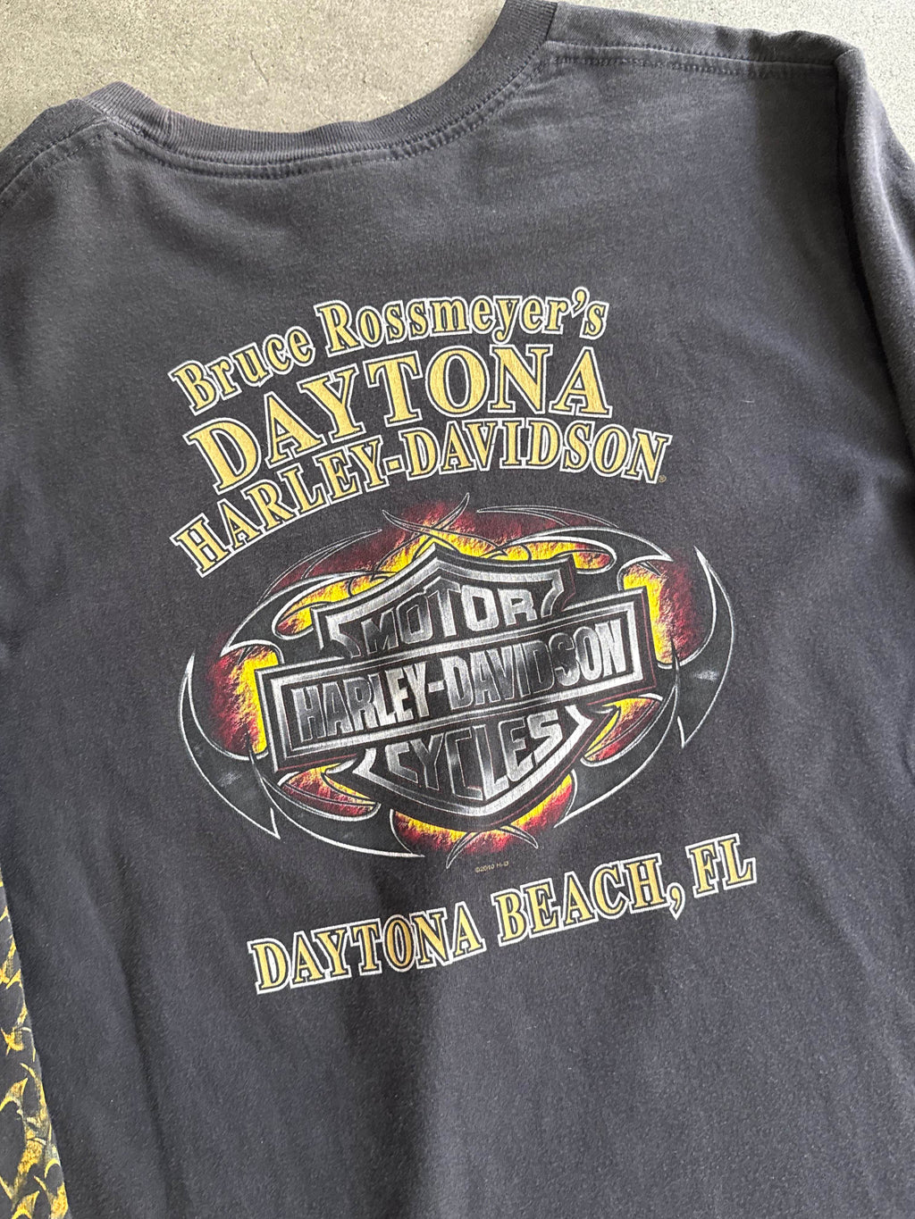 2000S HARLEY DAVIDSON DAYTONA BEACH SKULL LOGO LONG SLEEVES T-SHIRT (M)