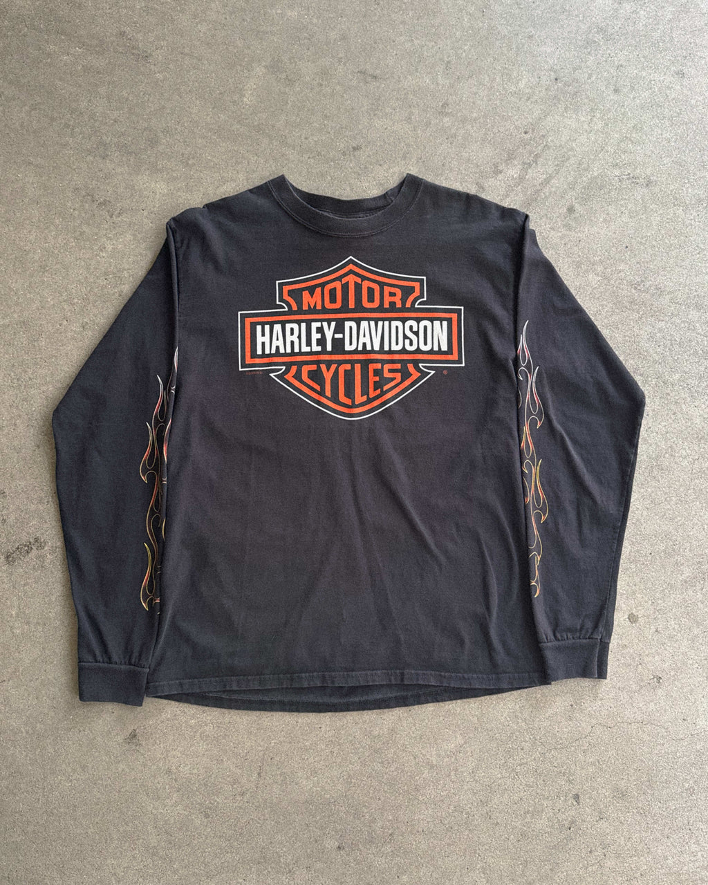 2000S HARLEY DAVIDSON BLACK FLAMES LONG SLEEVES "VEHICLE OPERATION" (M)