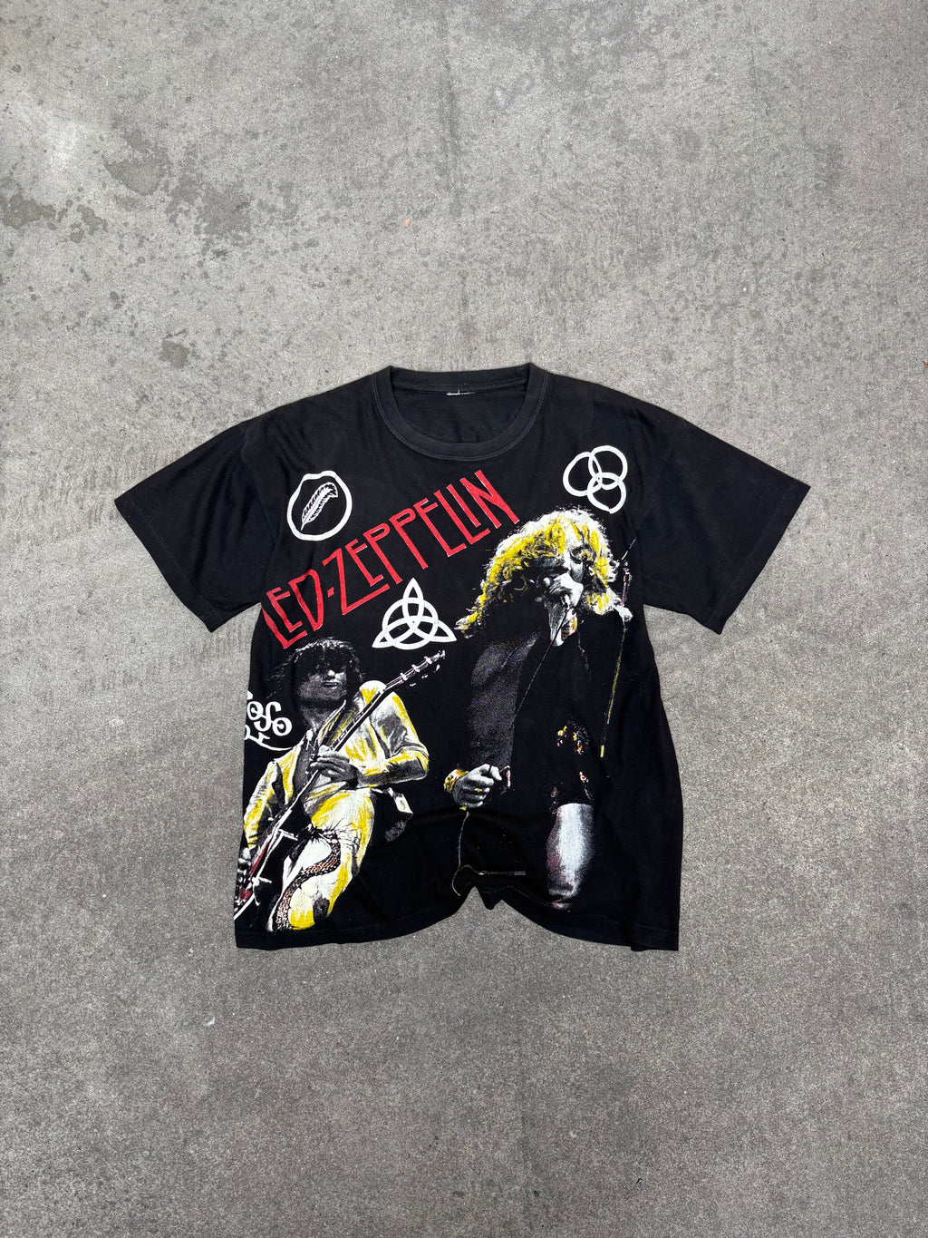 2000S VINTAGE LED ZEPPELIN ALL-OVER PRINT GRAPHIC TEE (L)