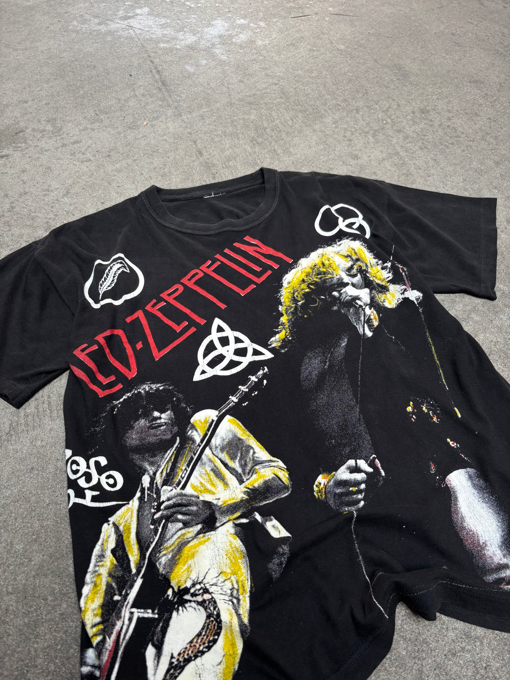 2000S VINTAGE LED ZEPPELIN ALL-OVER PRINT GRAPHIC TEE (L)