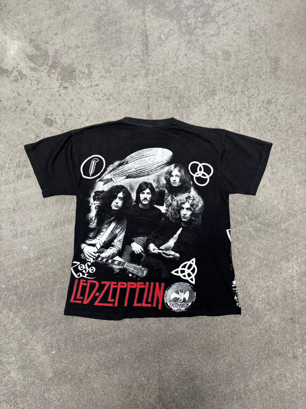 2000S VINTAGE LED ZEPPELIN ALL-OVER PRINT GRAPHIC TEE (L)