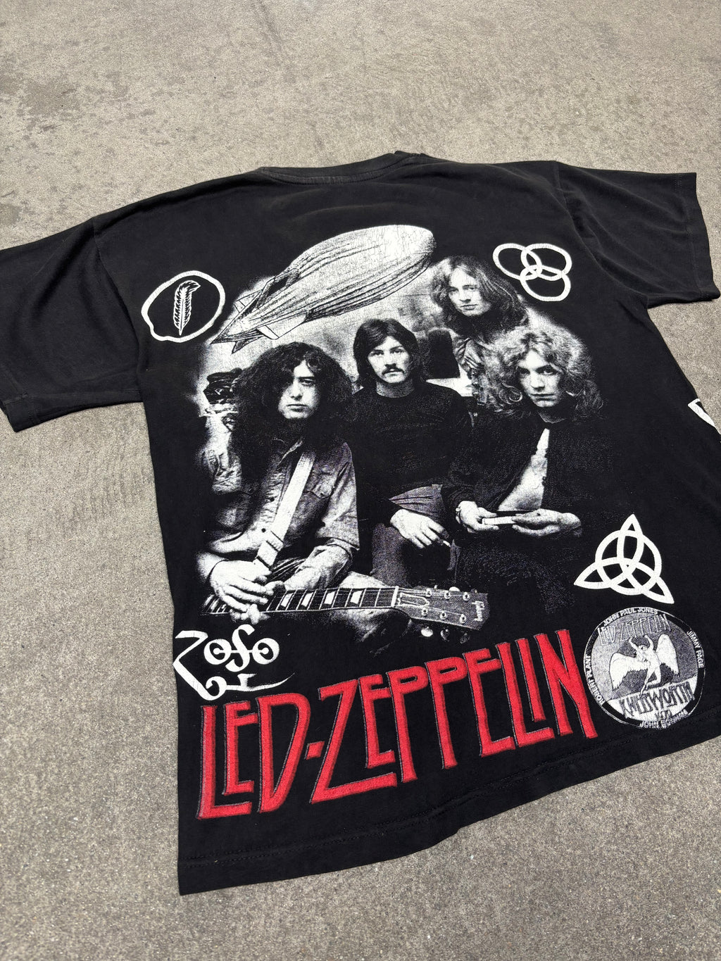 2000S VINTAGE LED ZEPPELIN ALL-OVER PRINT GRAPHIC TEE (L)
