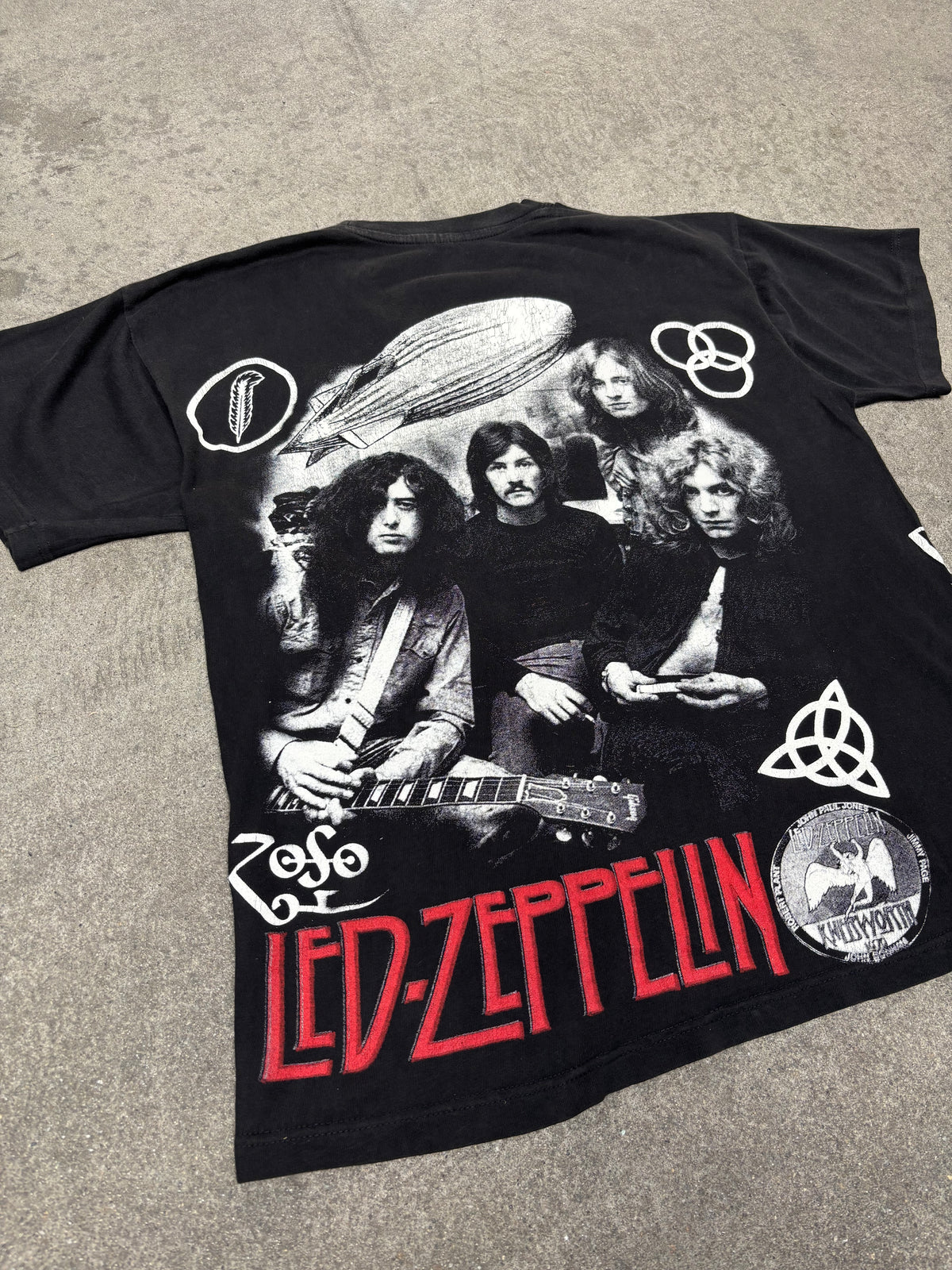 2000S VINTAGE LED ZEPPELIN ALL-OVER PRINT GRAPHIC TEE (L)