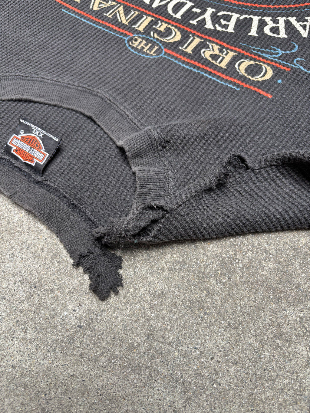 2000S VINTAGE HARLEY DAVIDSON LONG SLEEVE THERMAL KNIT TEE (XXL)