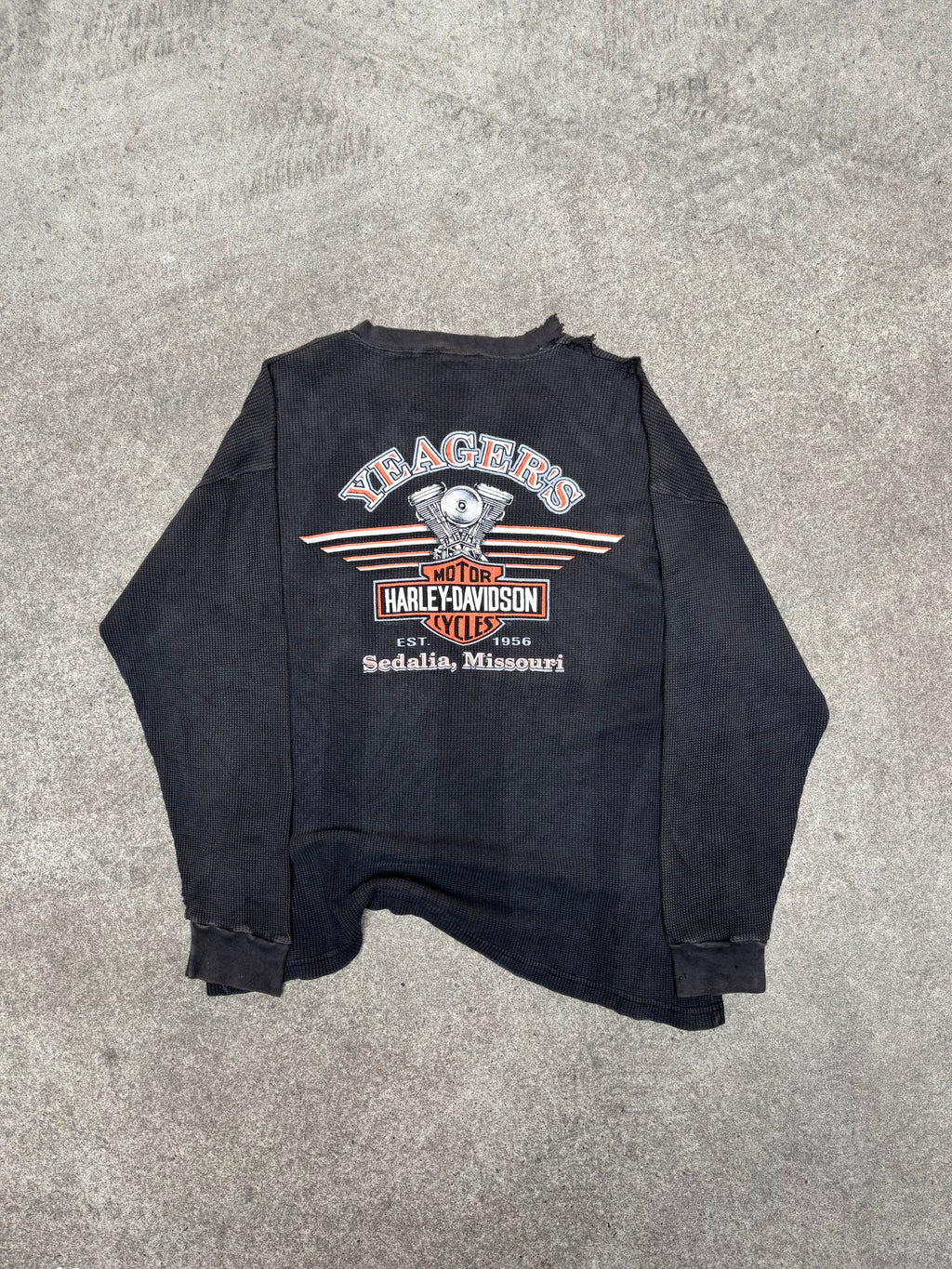 2000S VINTAGE HARLEY DAVIDSON LONG SLEEVE THERMAL KNIT TEE (XXL)