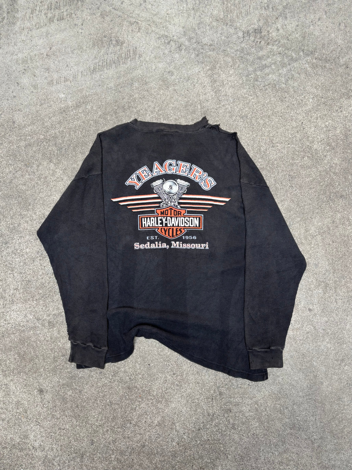 2000S VINTAGE HARLEY DAVIDSON LONG SLEEVE THERMAL KNIT TEE (XXL)