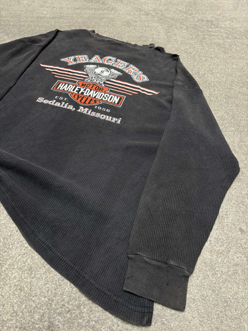 2000S VINTAGE HARLEY DAVIDSON LONG SLEEVE THERMAL KNIT TEE (XXL)