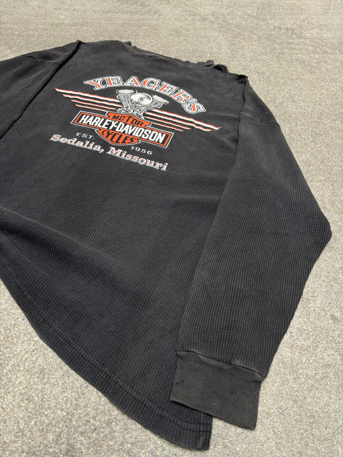 2000S VINTAGE HARLEY DAVIDSON LONG SLEEVE THERMAL KNIT TEE (XXL)
