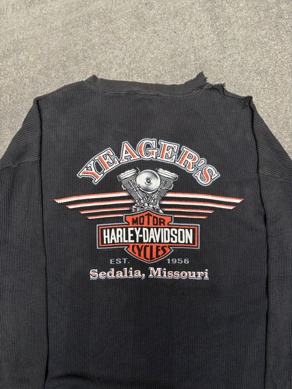 2000S VINTAGE HARLEY DAVIDSON LONG SLEEVE THERMAL KNIT TEE (XXL)