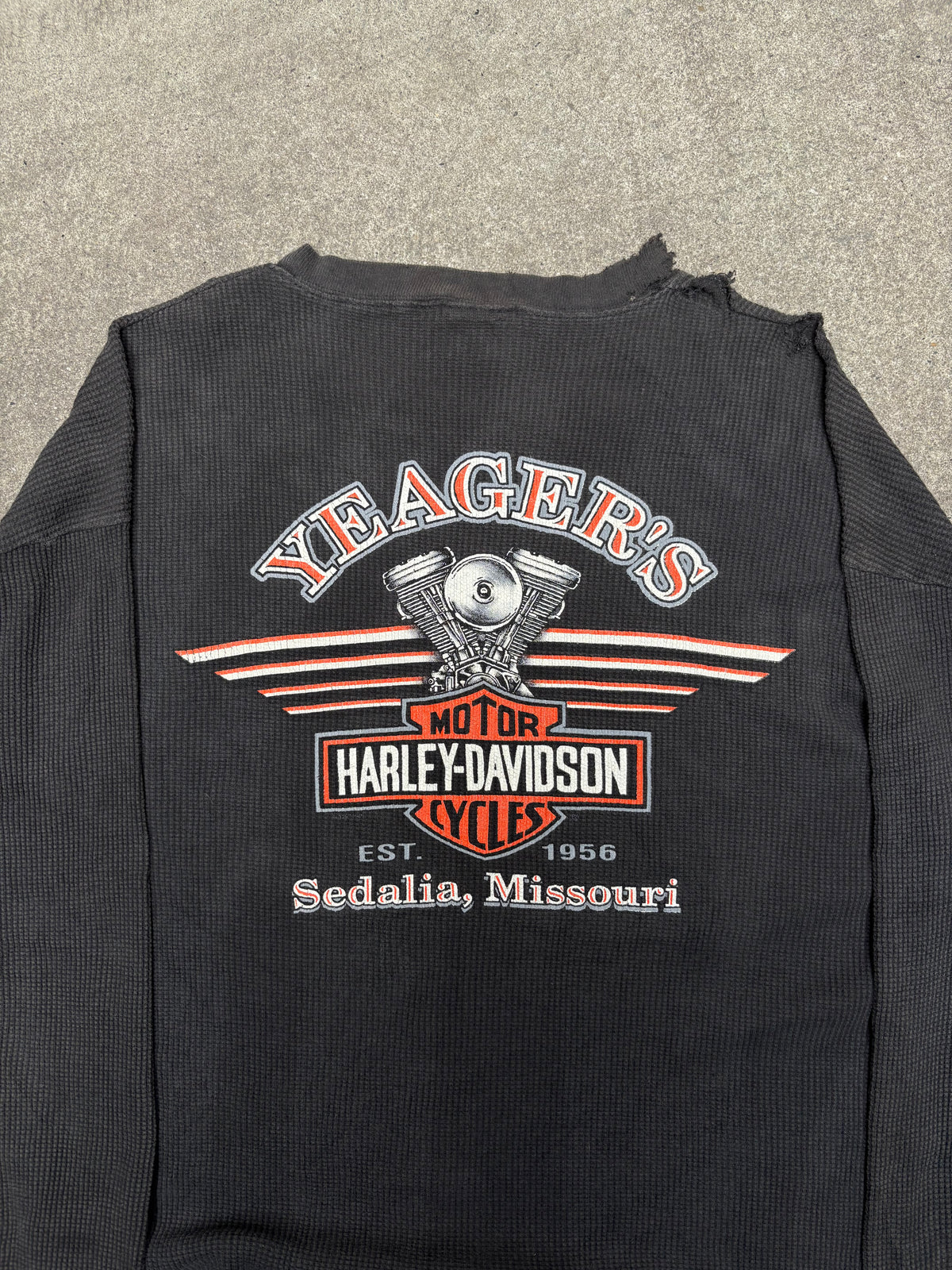 2000S VINTAGE HARLEY DAVIDSON LONG SLEEVE THERMAL KNIT TEE (XXL)
