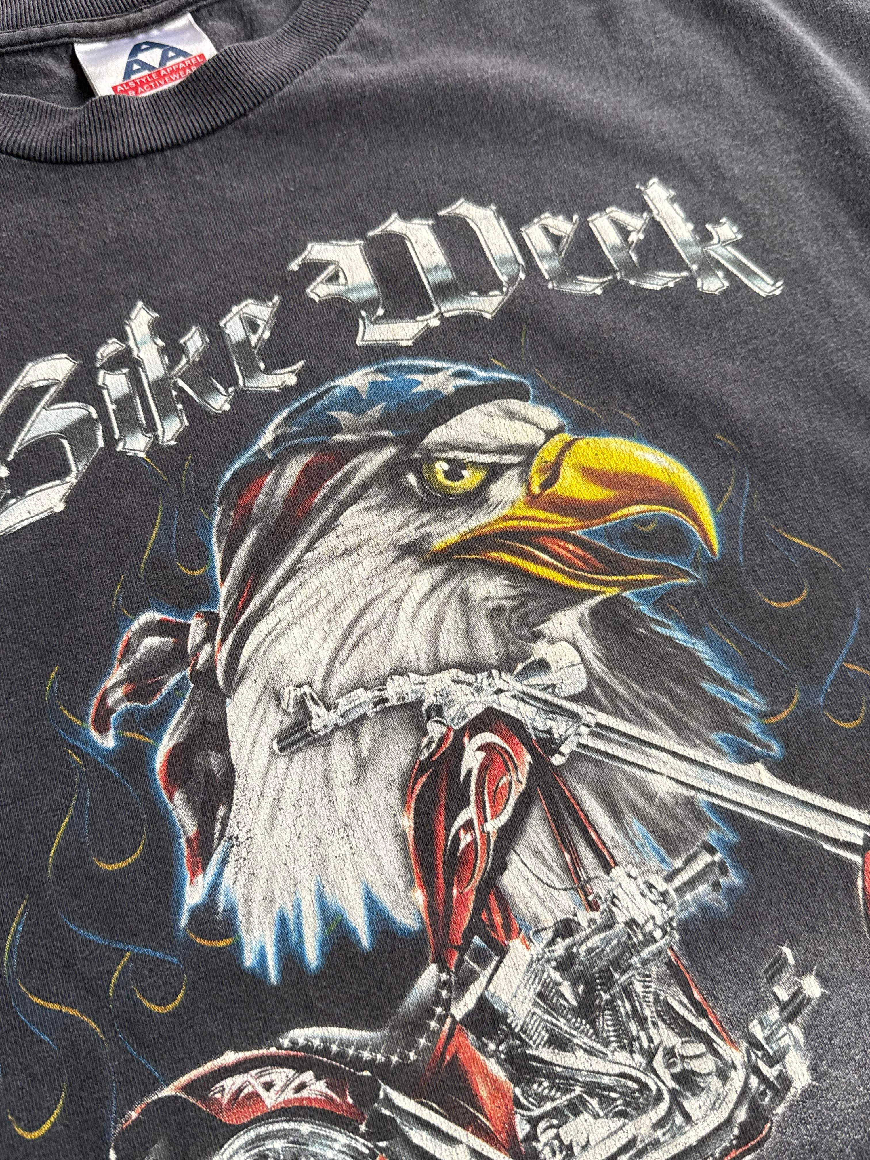2004 DAYTONA BIKEWEEK EAGLE CHOPPER BIKER SUNFADED BLACK T-SHIRT (XL)
