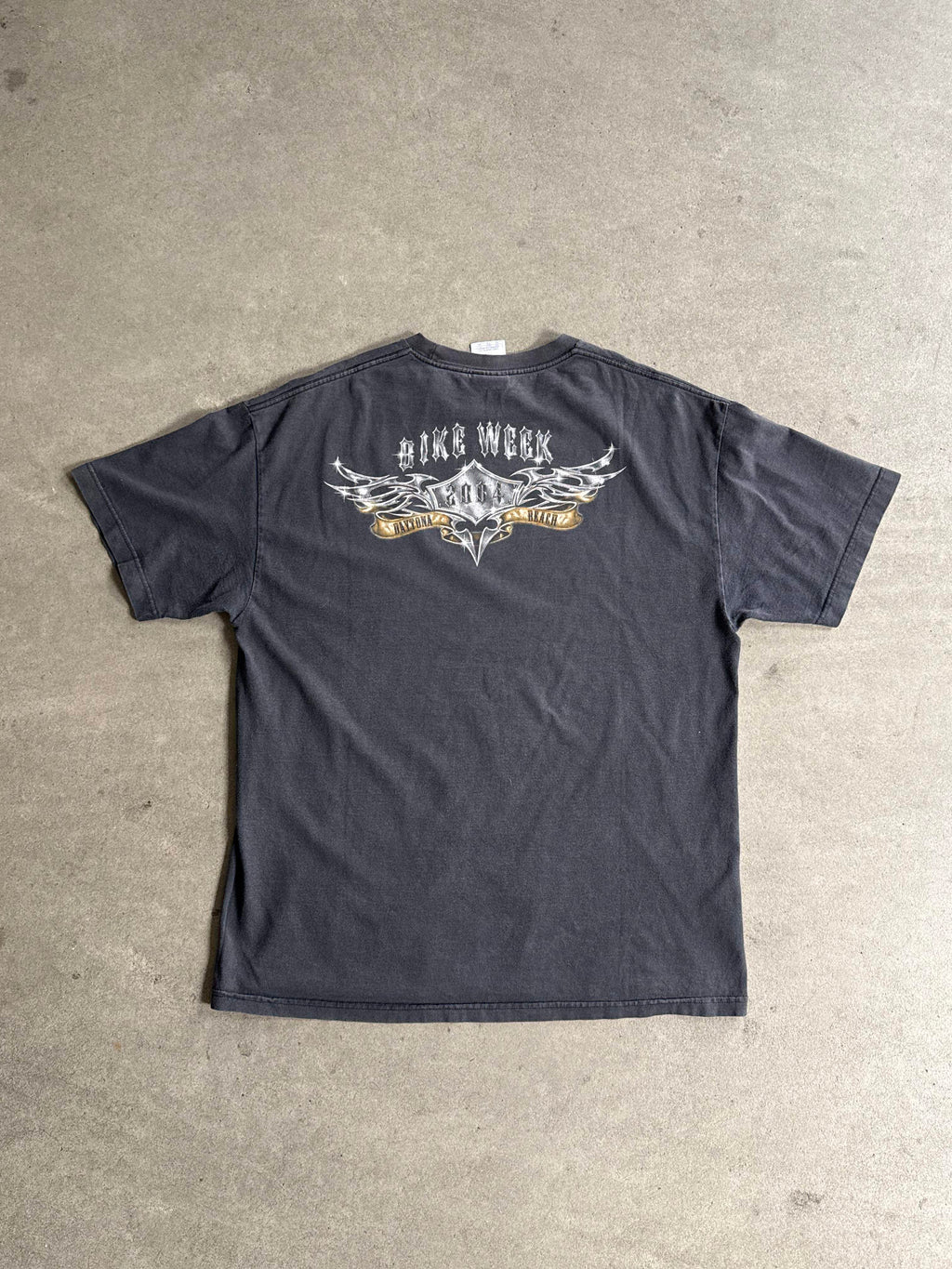 2004 DAYTONA BIKEWEEK EAGLE CHOPPER BIKER SUNFADED BLACK T-SHIRT (XL)