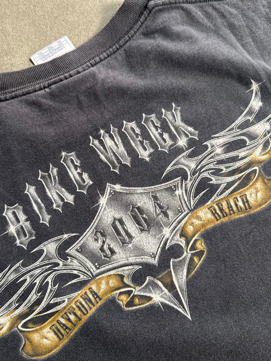 2004 DAYTONA BIKEWEEK EAGLE CHOPPER BIKER SUNFADED BLACK T-SHIRT (XL)