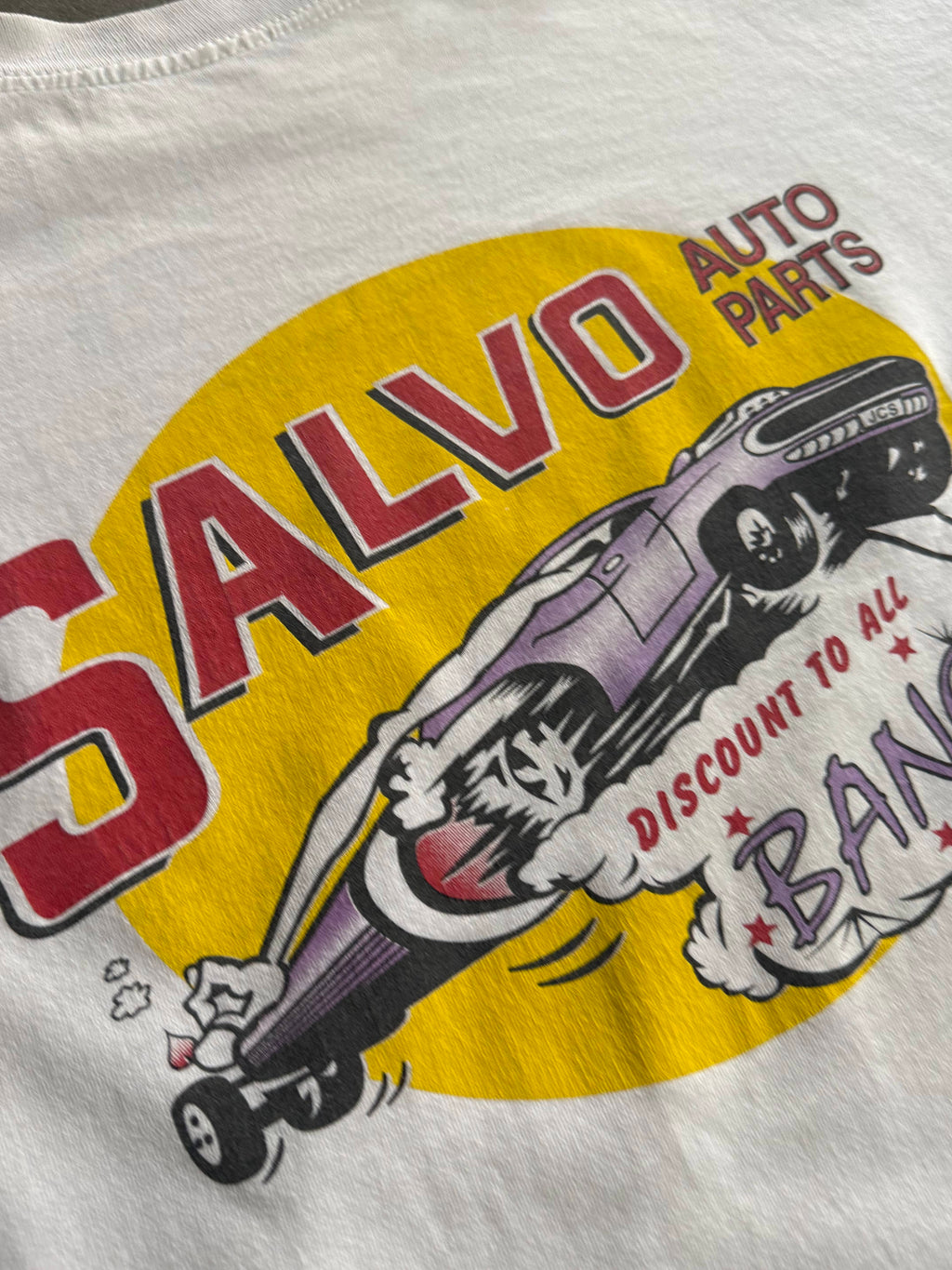 90S VINTAGE SALVO AUTO PARTS GARAGE SINGLE STITCH T-SHIRT (XL)