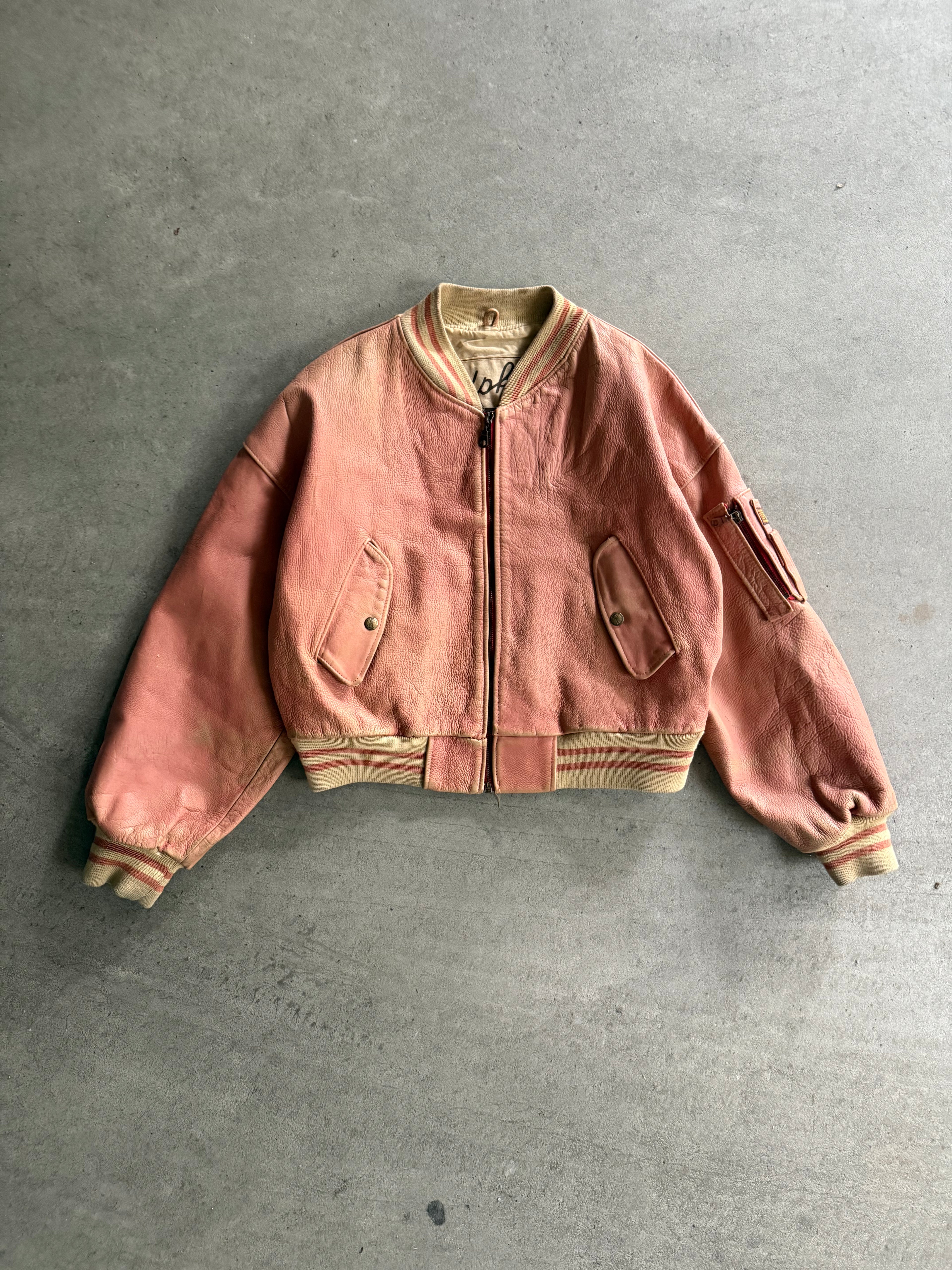 1990S REDSKINS BOMBER VINTAGE LEATHER JACKET (M)