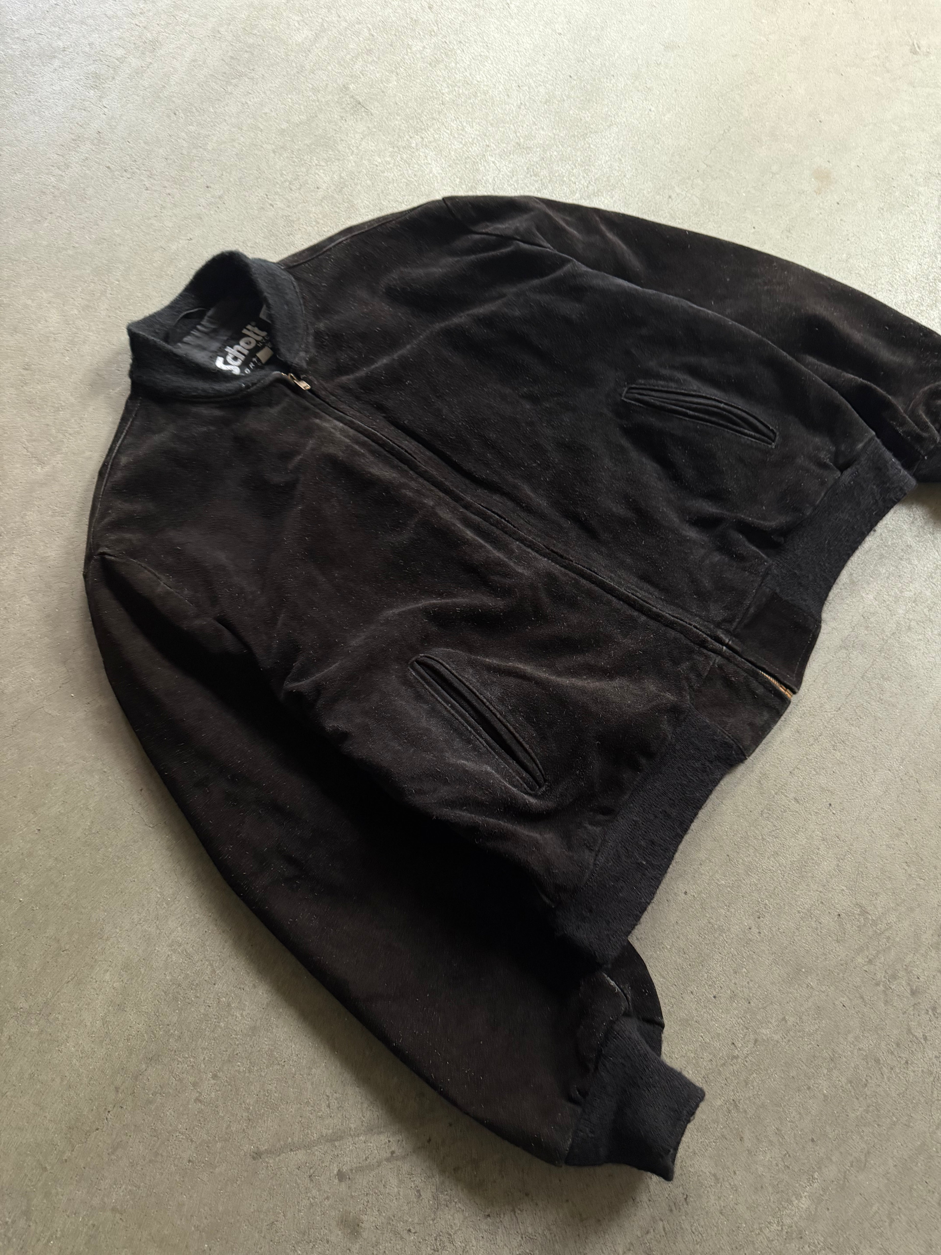 1980S SCHOTT SUEDE BOMBER COLLEGE LEATHER JACKET (L)