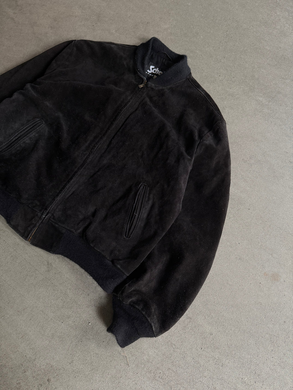 1980S SCHOTT SUEDE BOMBER COLLEGE VINTAGE LEATHER JACKET (L)