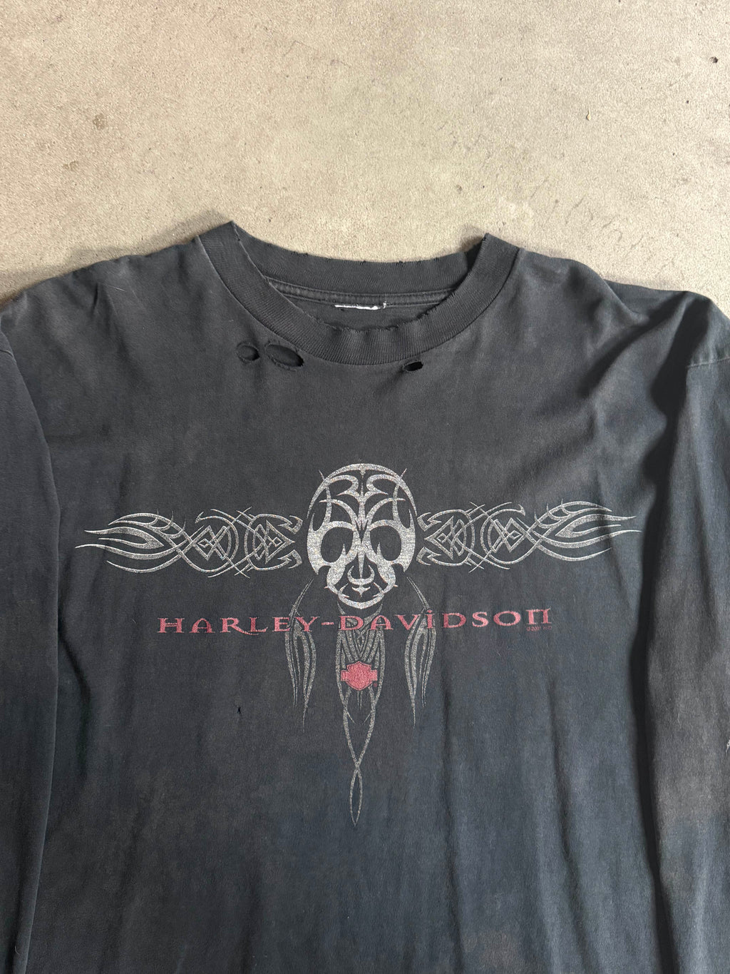 2000S THRASHED HARLEY DAVIDSON AUGUSTA MAINE LONG SLEEVE TEE (XL)