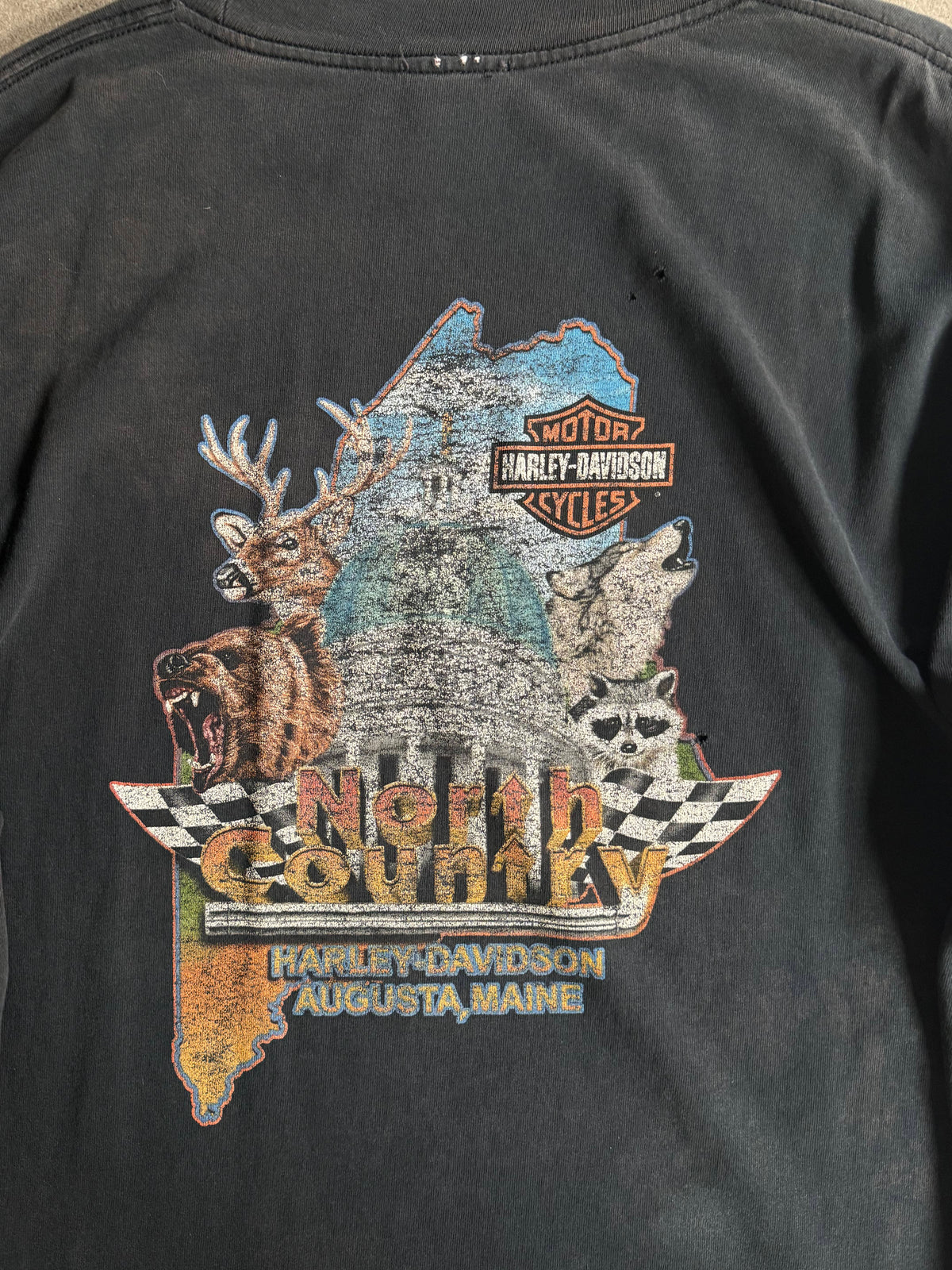 2000S THRASHED HARLEY DAVIDSON AUGUSTA MAINE LONG SLEEVE TEE (XL)
