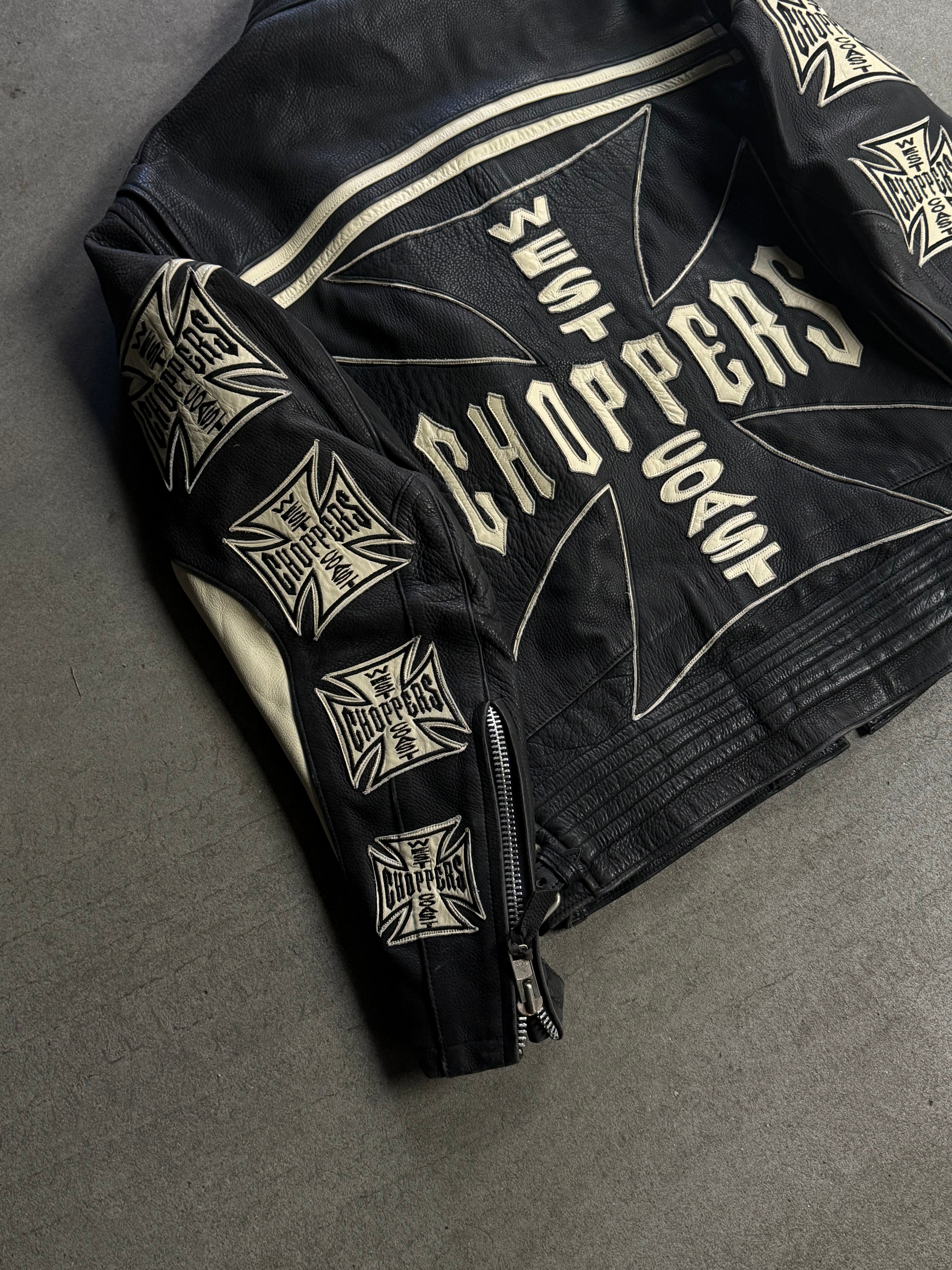 2000S WEST COAST CHOPPERS VINTAGE LEATHER JACKET (L)