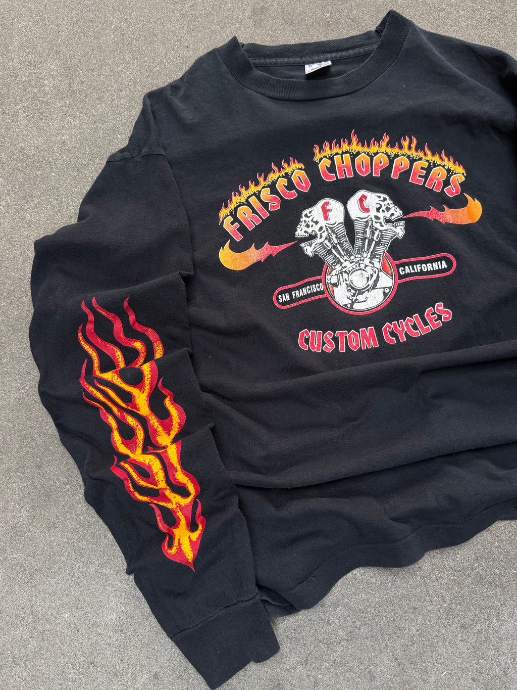 1990S VINTAGE FRISCO CHOPPERS FLAME LONG SLEEVE GRAPHIC TEE (XL)