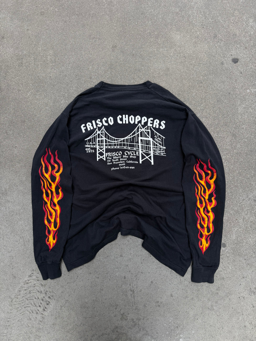 1990S VINTAGE FRISCO CHOPPERS FLAME LONG SLEEVE GRAPHIC TEE (XL)