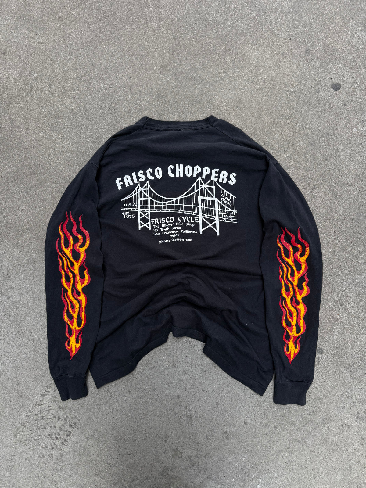 1990S VINTAGE FRISCO CHOPPERS FLAME LONG SLEEVE GRAPHIC TEE (XL)