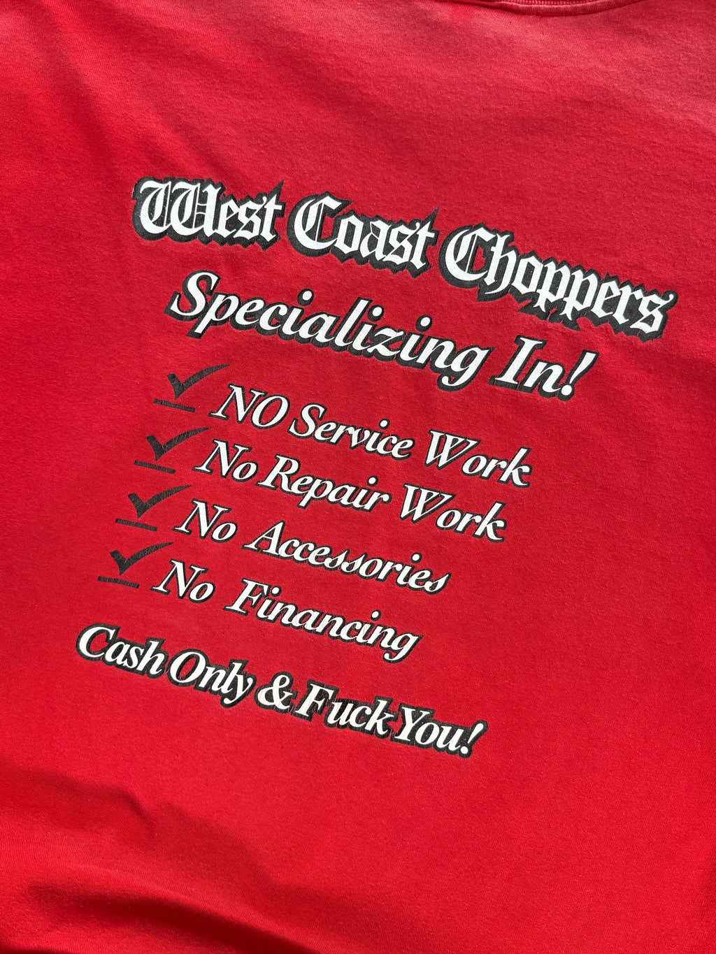 2000S WEST COAST CHOPPERS NO SERVICE VINTAGE GRAPHIC TEE (XL)