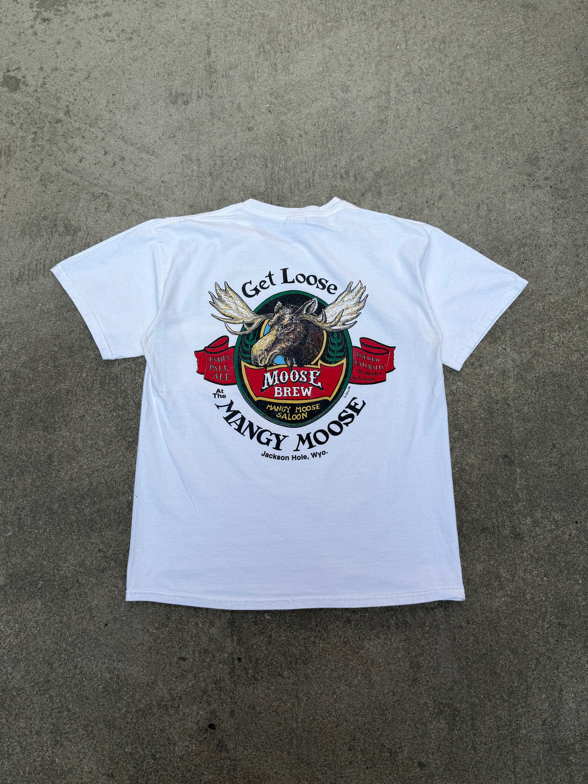 1990S VINTAGE MANGY MOOSE SALOON POCKET GRAPHIC TEE (M)