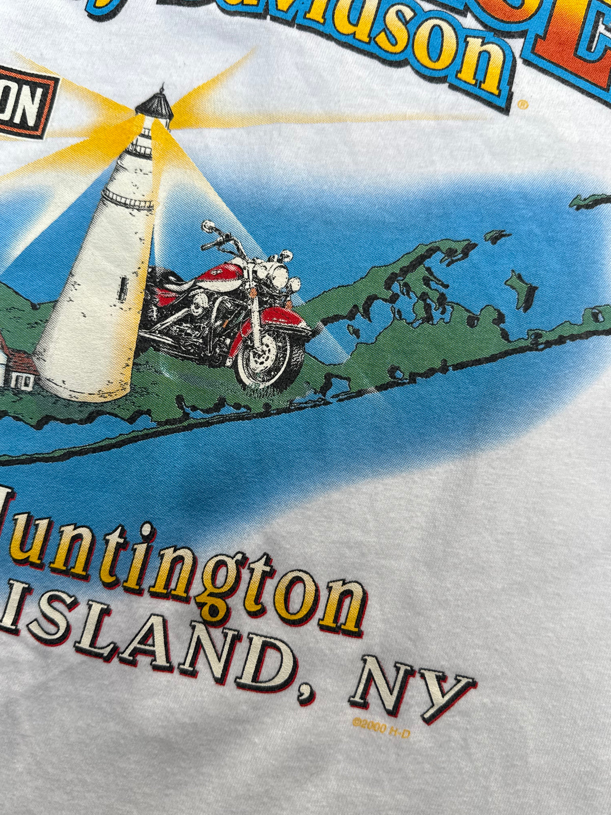 2000S HARLEY DAVIDSON LIGHTHOUSE LONG ISLAND VINTAGE POCKET TEE (L)