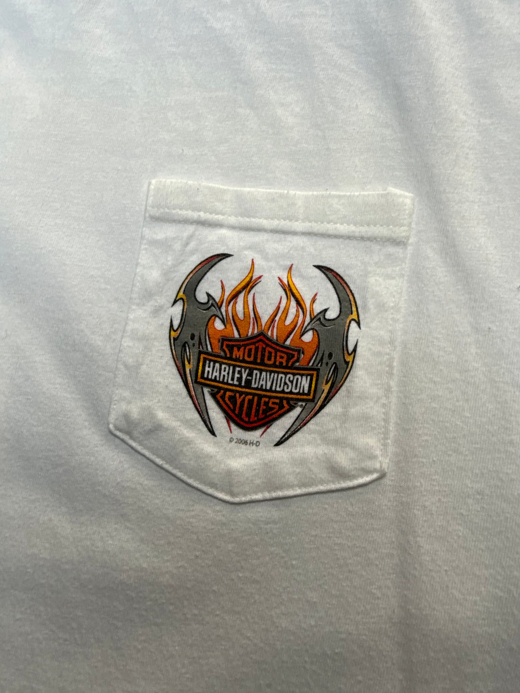 2000S HARLEY DAVIDSON LIGHTHOUSE LONG ISLAND VINTAGE POCKET TEE (L)