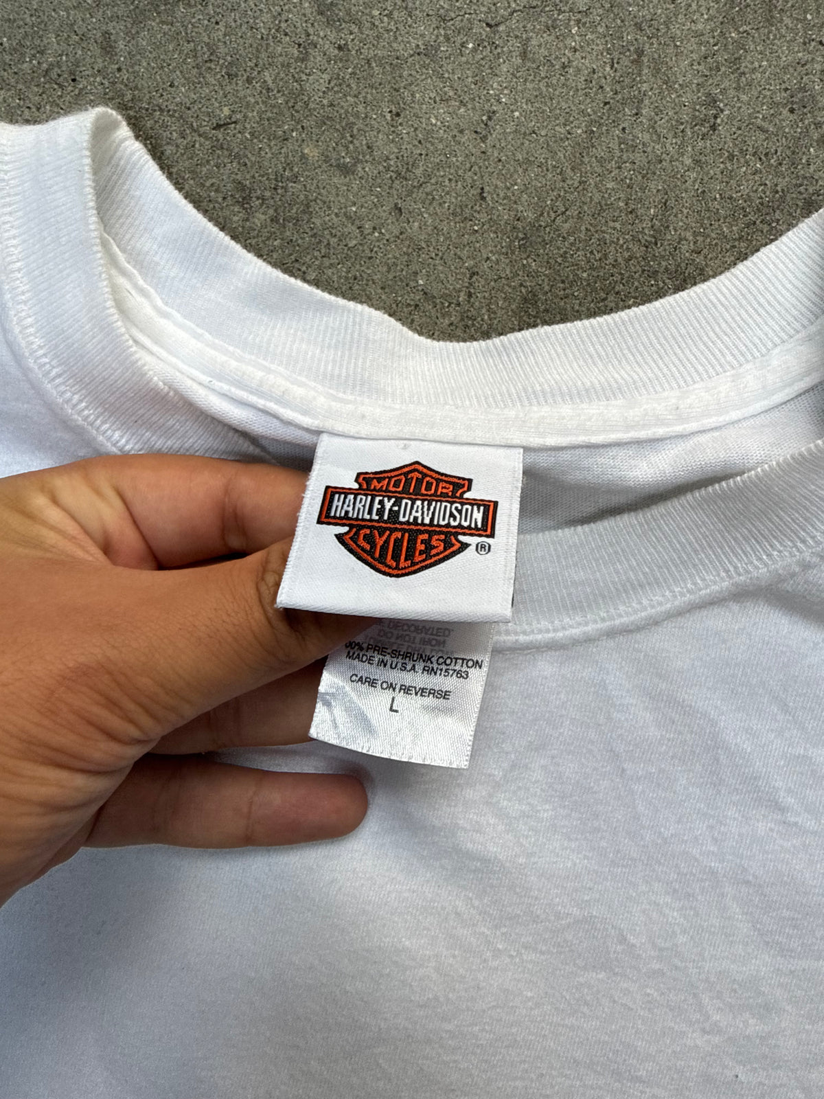 2000S HARLEY DAVIDSON LIGHTHOUSE LONG ISLAND VINTAGE POCKET TEE (L)