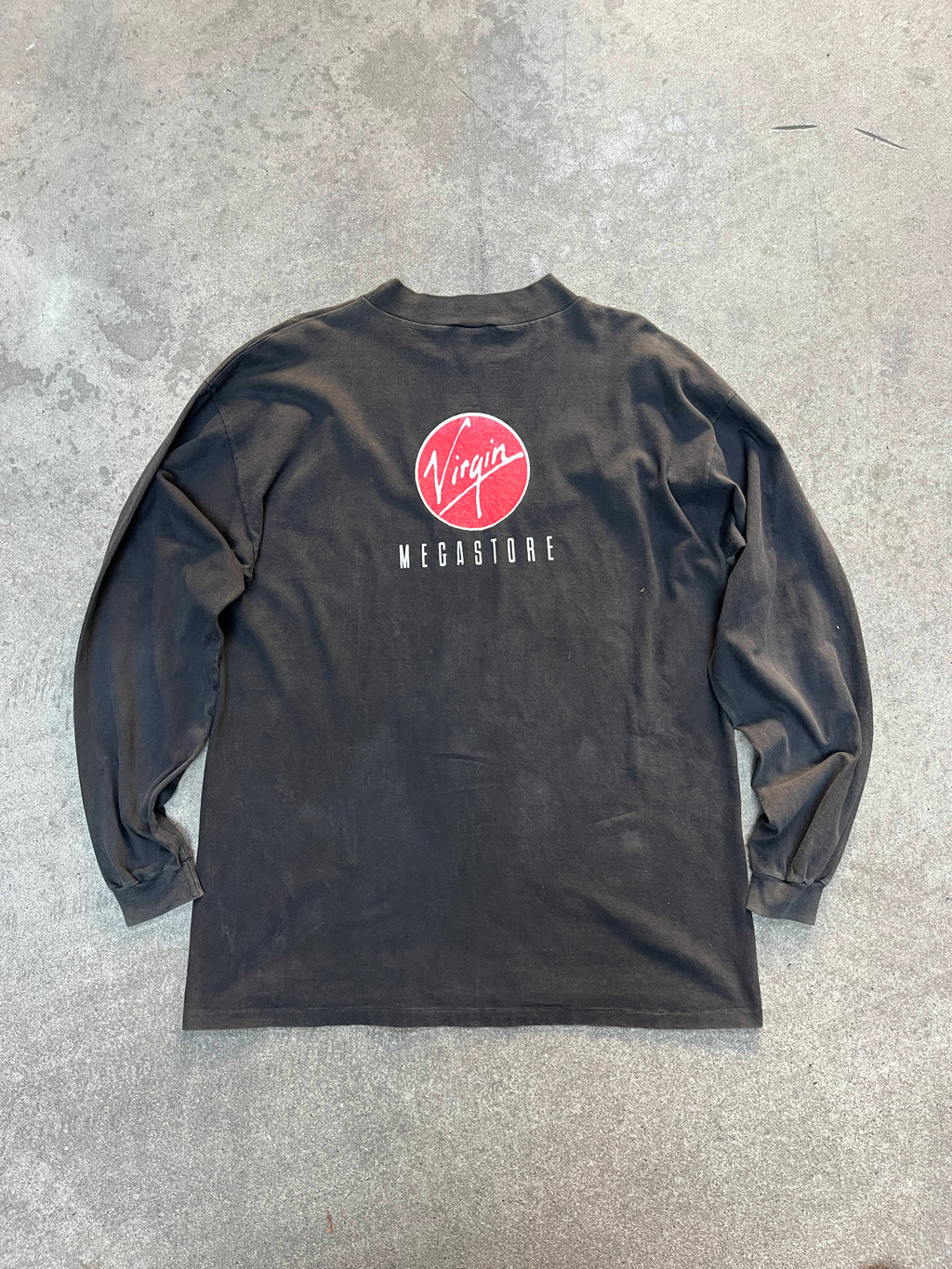 1990S VINTAGE VIRGIN MEGASTORE "PREPÁRATE YA ESTAMOS AQUÍ" PROMO LONG SLEEVE TEE (XL)