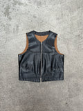 1970S VINTAGE LEATHER ZIP-UP BIKER VEST (54)